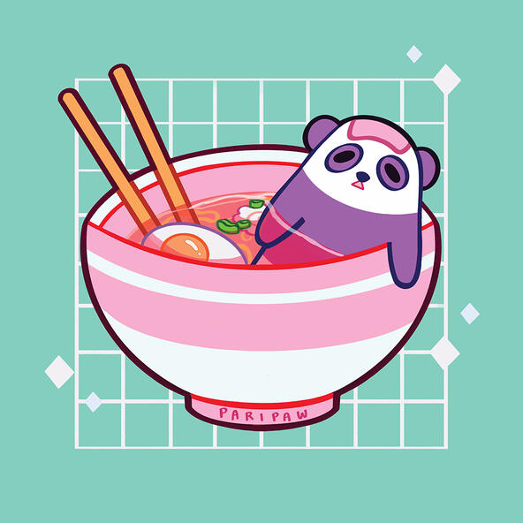 8x8 print - Ramen Panda